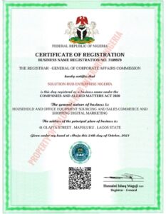 This is to show that the business is registered with the Corporate Affairs Commission of Nigeria