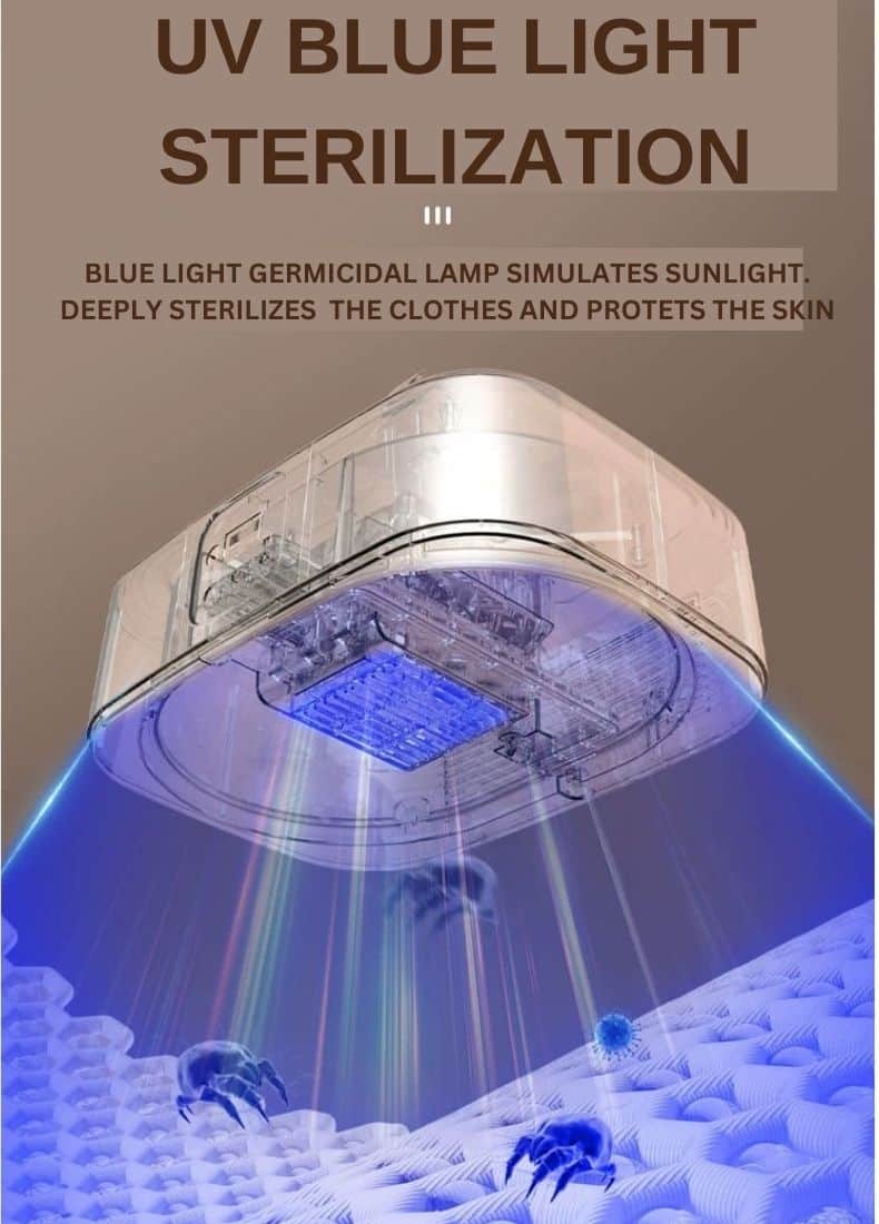 This is a photo showing the UV light from the Clothes Dryer and Sterilizer (solution-hub.com.ng