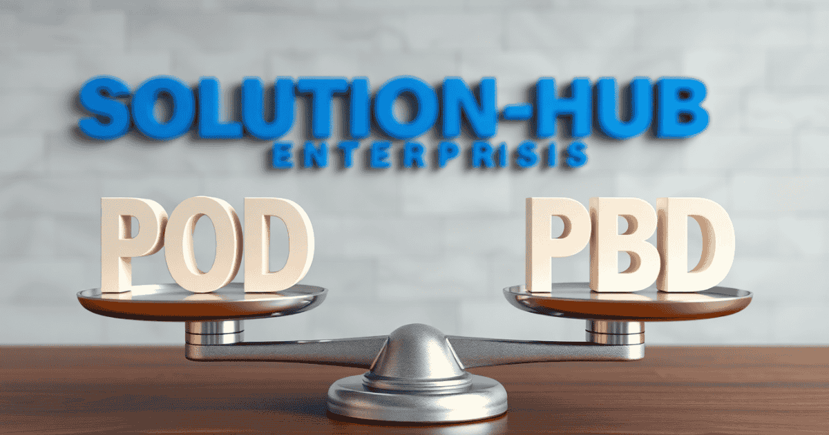 A scale weighing the payment on delivery model over the payment before delivery